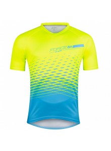 Dres FORCE MTB ANGLE krátky rukáv, fluo-modrý M