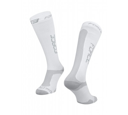 Ponožky FORCE ATHLETIC PRO KOMPRES, bielo-sivé S-M