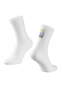 Ponožky FORCE LOVE YOUR RIDE, bílé L-XL/42-46