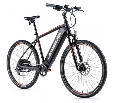 Crossový elektrobicykel Leader Fox BARNET pánsky, 2021-1 20,5" čierna matná/oranžová