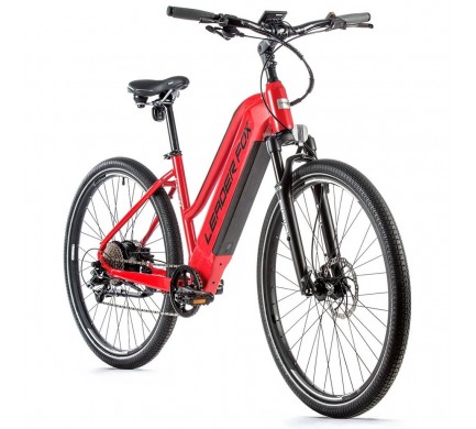 Krosový elektrobicykel Leader Fox BARNET dámsky, 2021-2 18" červená/čierna