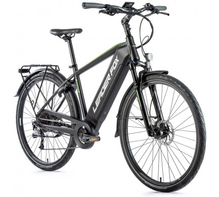 Trekingový elektrobicykel Leader Fox SANDY pánsky, 2021-2 20,5" čierna matná/zelená