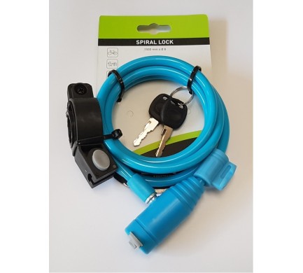 Zámok BTA lanko 1500x8 mm špirála modrý