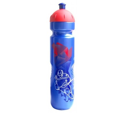 Fľaša ISOSTAR 1l modro/červená sosák hokej