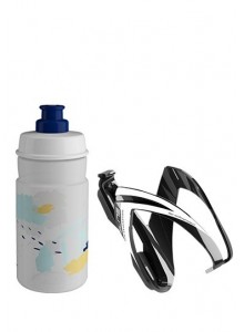 Láhev s košíkem  ELITE KIT CEO blk/wh+clear/blue J
