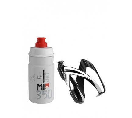 Fľaša s košíkom ELITE KIT CEO black/white + clear/red Jet