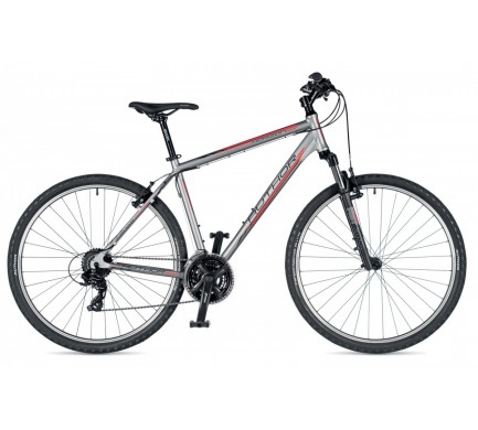 Horizon 2019 18" strieborná-matná/červená/čierna Author krosový bicykel