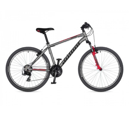 MTB XC bicykel Author Outset 26" 2023 17" strieborná-matná/čierna/červená